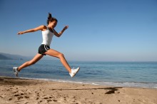 Woman running on the beach