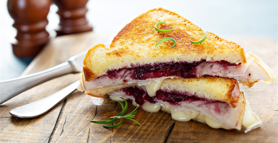 Got to love a leftover turkey, grilled cheese and cranberry sauce sandwich!